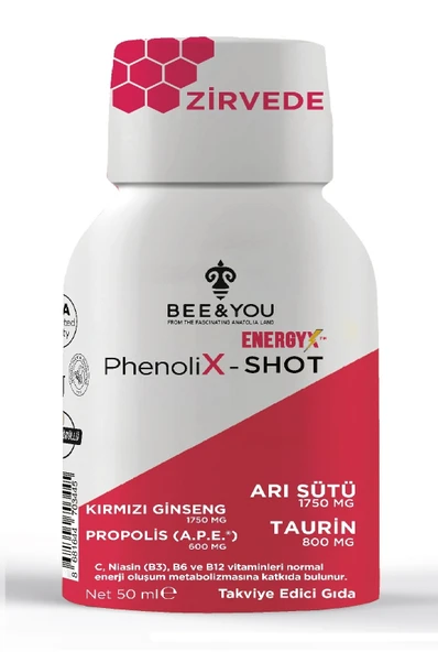 Bee&You PhenoliX-Shot Energy 50 Ml 12'Li Kutu - SKT:03/2028 - Resim 3