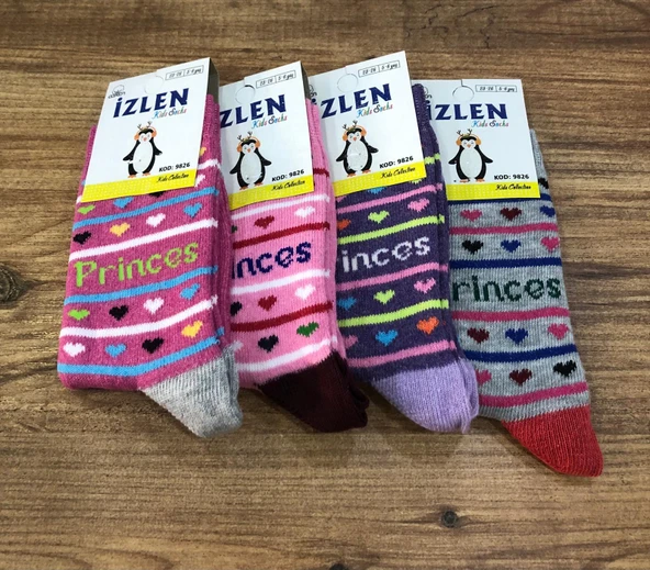 4 Lü İzlen Pamuklu Kız Çocuk Mevsimlik Soket Çorap Karışık Renkler - Resim 2