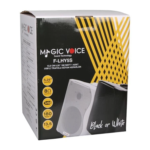 Magicvoice F-LHY5S 5.25" (13.5 CM) Hat Trafolu Duvar Tipi Sütun Hoparlör (20W RMS / 180W Peak - MP3 USB Uyumlu) - Beyaz - Resim 5
