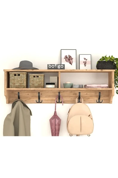 Bofigo Portmanto Duvar Askılığı Elbise Askılığı Raflı Duvar Askılığı Çam 120 Cm ürün görseli