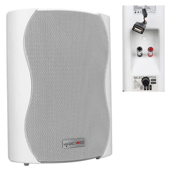 Magicvoice F-LHY5S 5.25" (13.5 CM) Hat Trafolu Duvar Tipi Sütun Hoparlör (20W RMS / 180W Peak - MP3 USB Uyumlu) - Beyaz ürün görseli 1