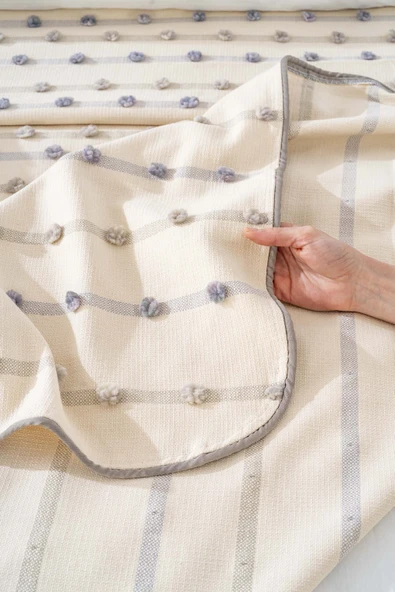 Harmony Krem Çift Kişilik Yatak Örtüsü Seti - 4 Parça Çeyiz Seti - Resim 6