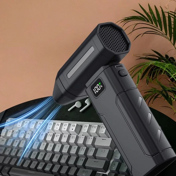 BUFFER® USB Şarjlı Güçlü Hava Üflemeli Toz Temizleyici Araç İçi, Klavye, PC ve Elektronik Cihaz Temizlik Cihazı X8 Jetfa - Resim 4