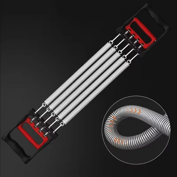 BUFFER® Göğüs Genişletme ve Kuvvet Egzersiz Aleti – 5 Yaylı 5 Kademeli Ayarlanabilir Fitness ve Kuvvet Antrenmanı Ekipma - Resim 2