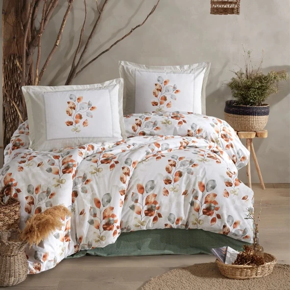 Clasy Ranforce %100 Pamuk Tek Kişilik Nevresim Ruska V1 Mint - Resim 3