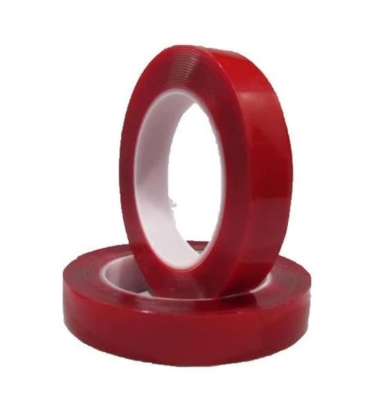 ÇİFT TARAFLI BANT KIRMIZI /AKRİLİK /ŞEFFAF SİLİKON 10mm 5mt ürün görseli 1