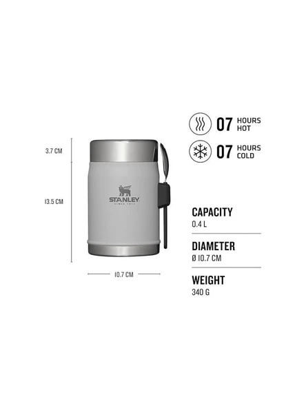 Stanley Klasik Kaşıklı Gri 0.40 lt Çelik Yemek Termosu - Resim 2