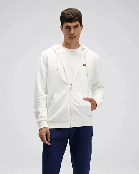 Ellesse EM581 Erkek Beyaz Önden Fermuarlı Sweat - Resim 5