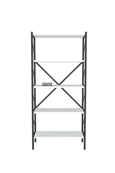 Bofigo Dekoratif 5 Raflı Kitaplık Metal Kitaplık Beyaz - Resim 7