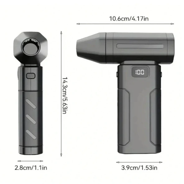 BUFFER® USB Şarjlı Güçlü Hava Üflemeli Toz Temizleyici Araç İçi, Klavye, PC ve Elektronik Cihaz Temizlik Cihazı X8 Jetfa - Resim 5