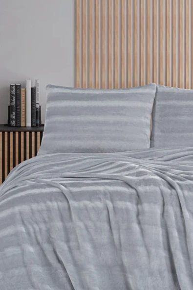 Cozy GRI Çift Kişilik Battaniye Takımı - Resim 3
