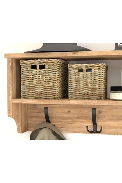 Bofigo Portmanto Duvar Askılığı Elbise Askılığı Raflı Duvar Askılığı Çam 120 Cm - Resim 5