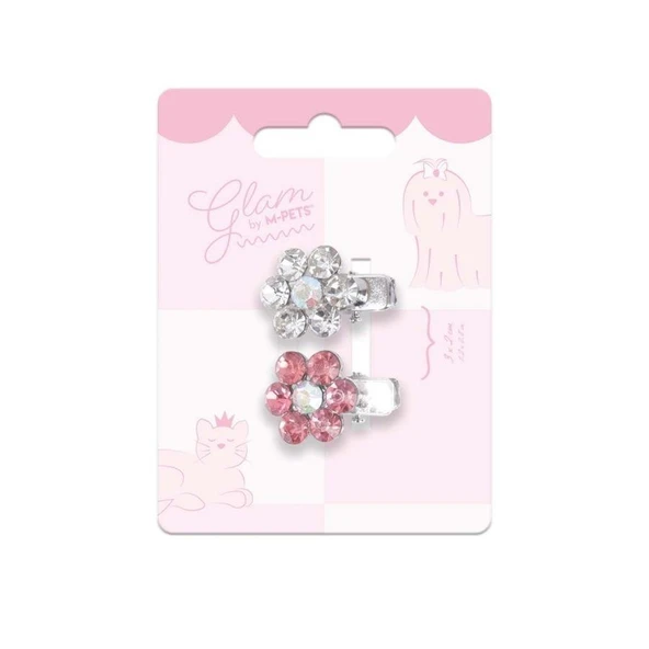 M-Pets Glam Çiçekli Kedi ve Köpekler İçin Aksesuar Toka Pembe Beyaz ürün görseli