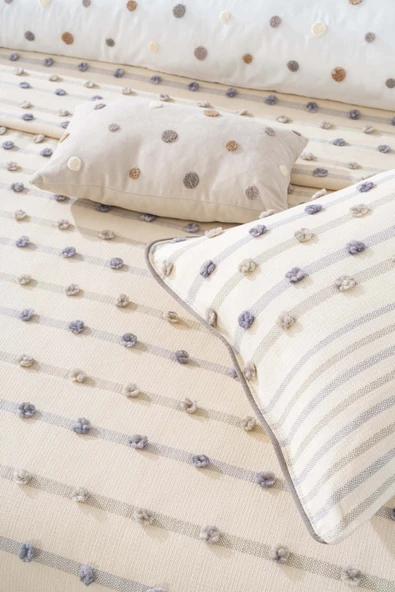 Harmony Krem Çift Kişilik Yatak Örtüsü Seti - 4 Parça Çeyiz Seti - Resim 7