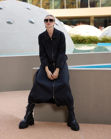 Misswhence Tafta Etek Takım 38216 siyah - Resim 4