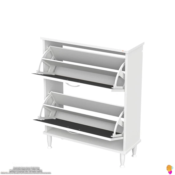 Modilayn UMAY Kapı Önü 72 x 90 x 25,5 cm’ lik 2 Düşer Kapak 4 Göz Bölmeli Ayakkabılık - Resim 14