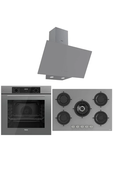 Ferre ICON PLUS 75 SERİSİ 3LÜ CAM ANKASTRE SET (QBL63CPR-RS038-D079) ürün görseli