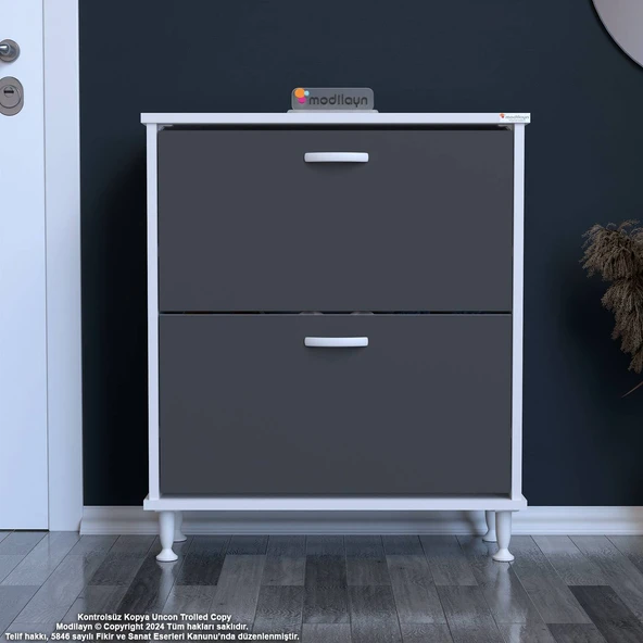 Modilayn UMAY Antre Hol 72 x 90 x 25,5 cm’ lik 2 Düşer Kapak 4 Göz Bölmeli Ayakkabılık ürün görseli 1