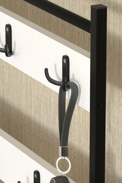 Bofigo 3 Raflı Metal Portmanto Elbise Askılığı Vestiyer Ayakkabılık Samanyolu Beyaz - Resim 3