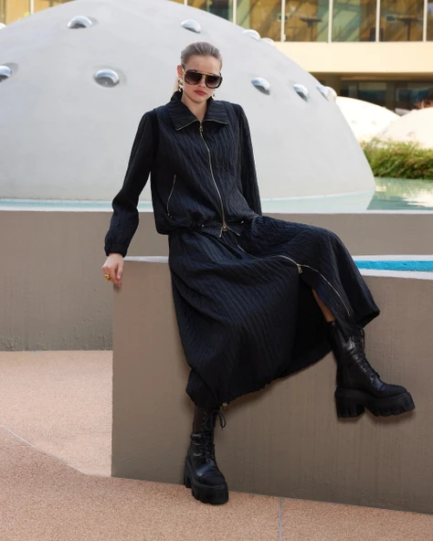 Misswhence Tafta Etek Takım 38216 siyah - Resim 5