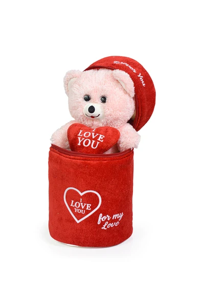 Özgüner Oyuncak 140 Özel Kalpli (I LOVE YOU) Yazılı Sevimli Peluş Ayıcık - Peluş Çanta Içerisinde Sevgiliye - Resim 5