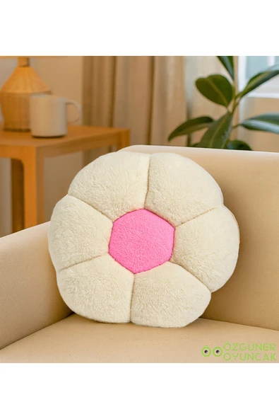 Özgüner Oyuncak Dekoratif Papatya Şeklinde Peluş Yastık 40 cm – Yumuşak ve Konforlu Tasarım ürün görseli