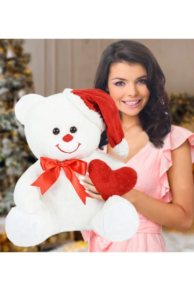 Harika Peluş Fabrikası 60 Cm Noel Şapkalı Pelüş Ayıcık Yeni Yıl ,yılbaşı Hediyesi - Resim 2