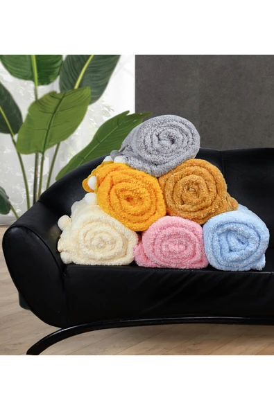 Ayıcı Oyuncak 200 X 220 Cm Ponponlu Pelüş Tv Battaniyesi - Resim 5
