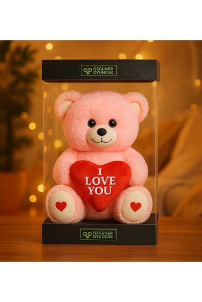 Özgüner Oyuncak 200 Sevgiliye Özel Kalpli (I LOVE YOU) Yazılı Sevimli Peluş Ayıcık - Premium Kutu Içerisinde ürün görseli
