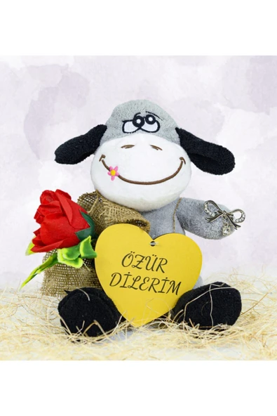 Özgüner Oyuncak Elinde Gül Tutan Özür Dilerim 25 Cm Sevimli Eşek ürün görseli