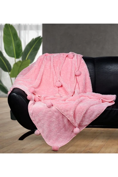 Pababo 200 X 220 Cm Ponponlu Pelüş Tv Battaniyesi - Resim 2