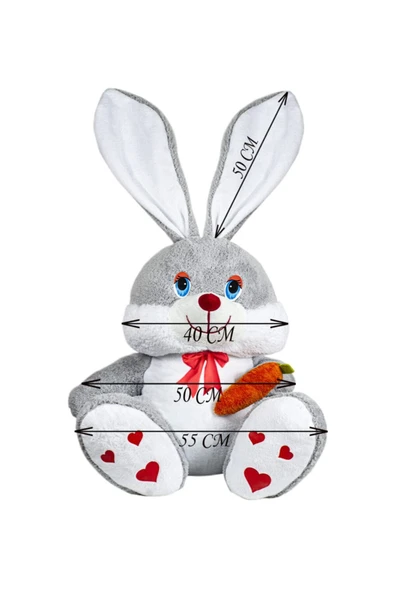 Özgüner Oyuncak 100 Cm Elinde Havuç Tutan Tavşan - Resim 5