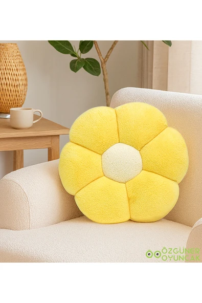 Özgüner Oyuncak Dekoratif Papatya Şeklinde Peluş Yastık 40 cm – Yumuşak ve Konforlu Tasarım ürün görseli