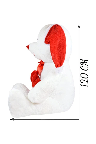 Ayıcı Oyuncak 120 Cm Noel Şapkalı Üç Kalpli Pelüş Ayıcık Yeni Yıl ,yılbaşı Hediyesi - Resim 3