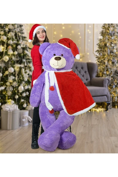 Ayıcı Oyuncak 160 Cm Noel Baba Pelerinli Ayıcık Yeni Yıl, Yılbaşı Hediyesi ürün görseli 1