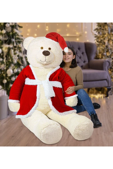 Ayıcı Oyuncak 200 Cm Noel Baba Şapkalı Ayıcık Yeni Yıl ,yılbaşı ürün görseli 1