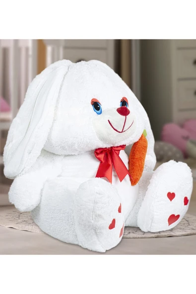 Özgüner Oyuncak 100 Cm Elinde Havuç Tutan Tavşan - Resim 3