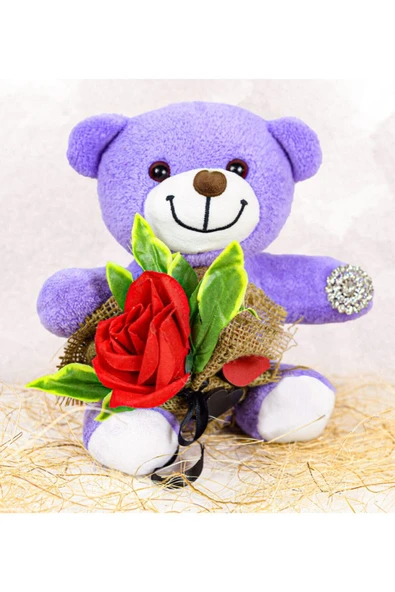 Ayıcı Oyuncak Elinde Gül Tutan 25 Cm Sevimli Ayıcık ürün görseli 1