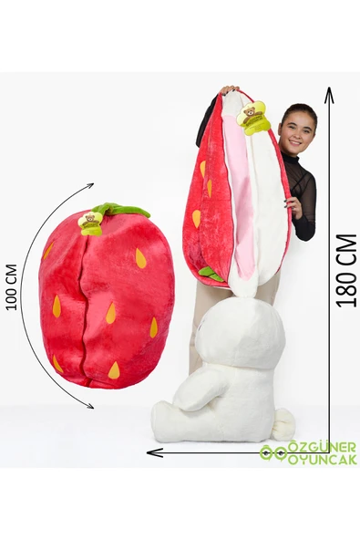 Ayıcı Oyuncak Çilek Tavşan Çantalı 180 cm - Resim 7
