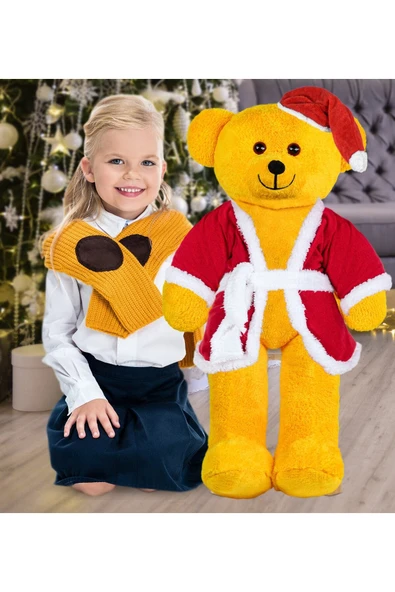 Özgüner Oyuncak 80 cm Noel Baba Şapkalı Ayıcık Yılbaşı Hediyesi ürün görseli