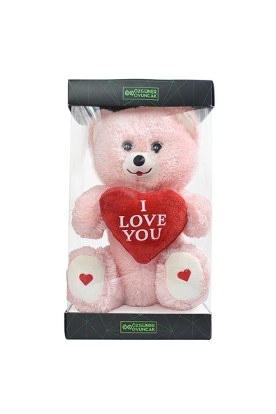Ayıcı Oyuncak 200 Sevgiliye Özel Kalpli (I LOVE YOU) Yazılı Sevimli Peluş Ayıcık - Premium Kutu Içerisinde - Resim 2