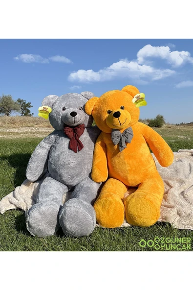 Harika Peluş Fabrikası 160 Cm Papyonlu Büyük Ayıcık (%100 Yerli) Beyaz - Resim 2