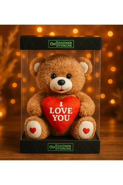 Ayıcı Oyuncak 200 Sevgiliye Özel Kalpli (I LOVE YOU) Yazılı Sevimli Peluş Ayıcık - Premium Kutu Içerisinde ürün görseli