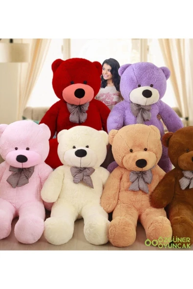 Harika Peluş Fabrikası 90 Cm Rengarenk Papyonlu Ayıcık (%100 YERLİ) ürün görseli