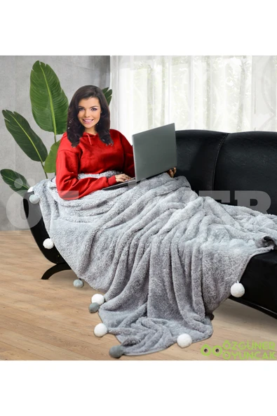 Pababo 200 X 220 Cm Ponponlu Pelüş Tv Battaniyesi ürün görseli 1