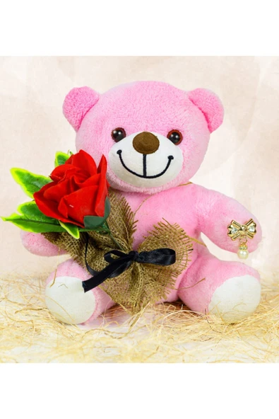 Ayıcı Oyuncak Elinde Gül Tutan 25 Cm Sevimli Ayıcık ürün görseli 1