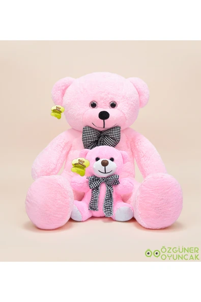 Ayıcı Oyuncak 101 Yavrulu Papyonlu Büyük Ayıcık (%100 YERLİ) Pembe ürün görseli 1