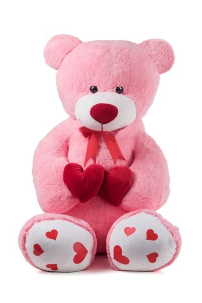 Özgüner Oyuncak Özgüner 100 Cm Bobo Pembe Peluş Ayı Yastık Kuzu Hediyeli - Resim 2