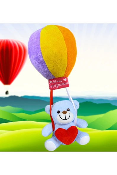 Ayıcı Oyuncak Harika Peluş Rengarenk Uçan Balonlu Ayıcık (%100) Yerli - Resim 3