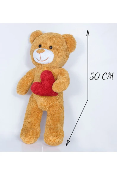 Özgüner Oyuncak 50 Cm Kalpli Peluş Sevimli Ayıcık - Resim 3